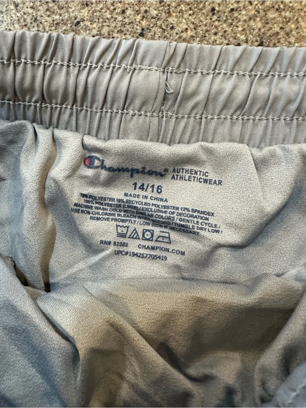 Champion Light Gray Active Shorts with Pink Logo